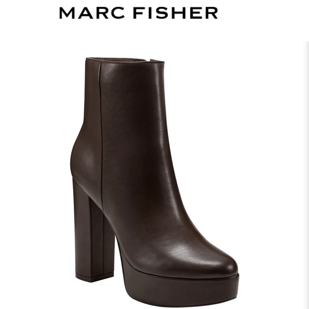 Marc Fisher Women’s Dark Brown Platform Rublia Bootie, New in Box, Size 7